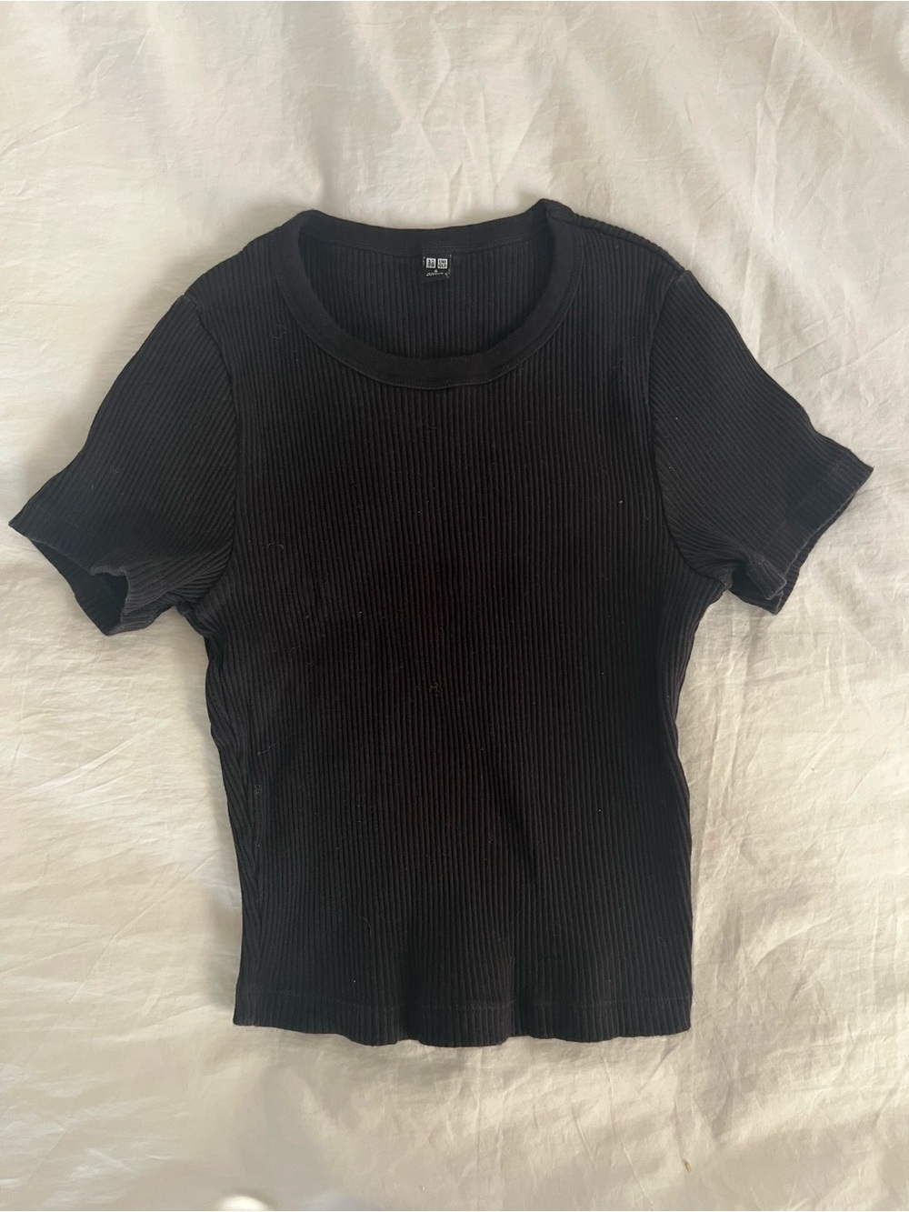 Uniqlo Ribbed Short Sleeve Crewneck Top, sz S